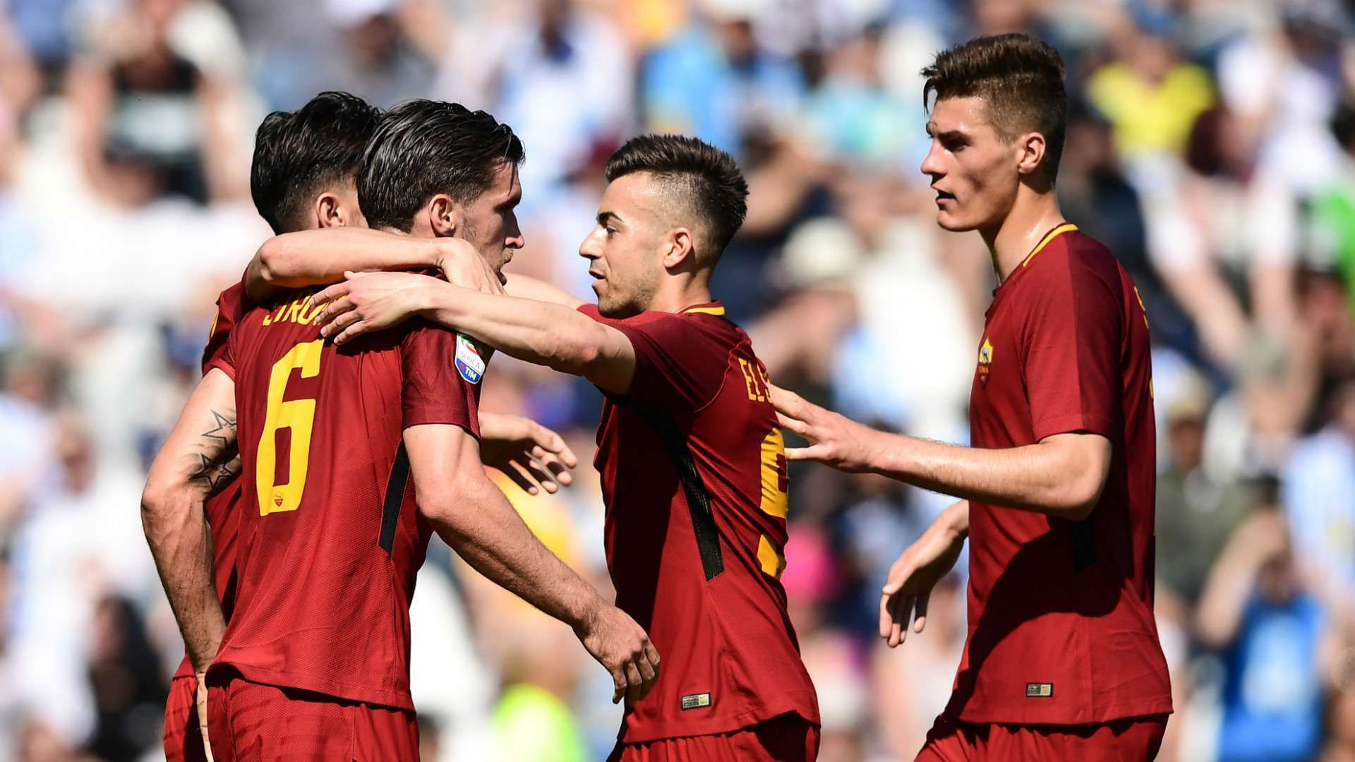 Roma celebrating SPAL Serie A