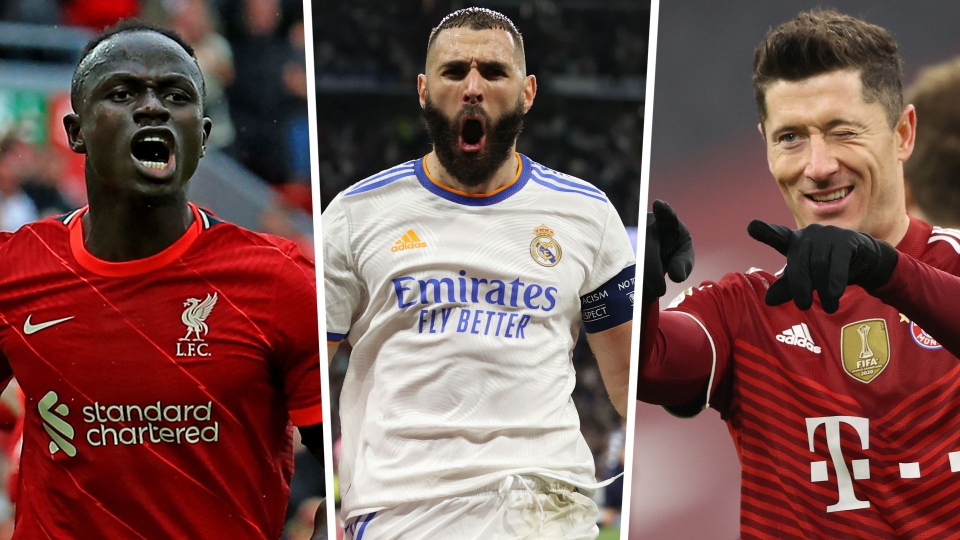 Sadio Mane Karim Benzema Lewandowski Ballon d'Or nominees