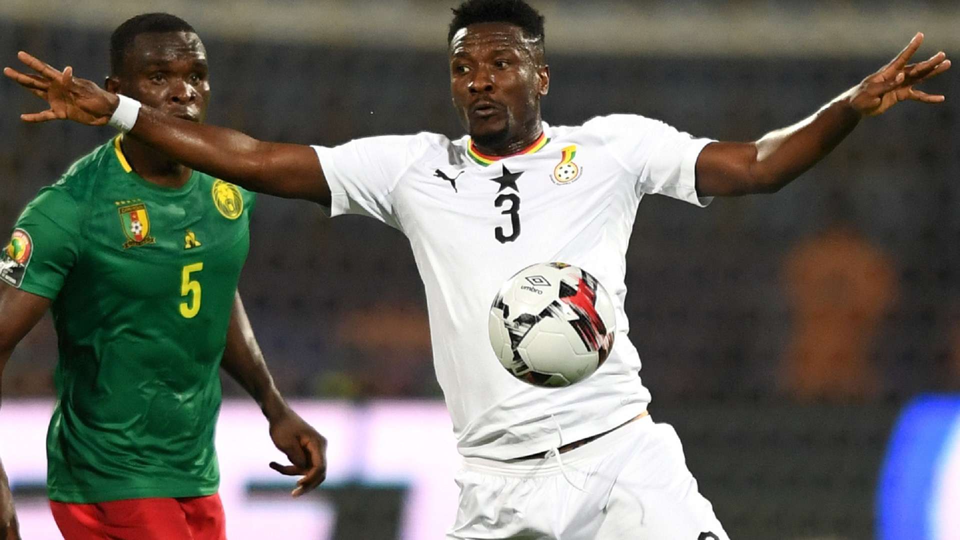 Ghana's forward Asamoah Gyan controls the ball during the 2019 Africa Cup of Nations