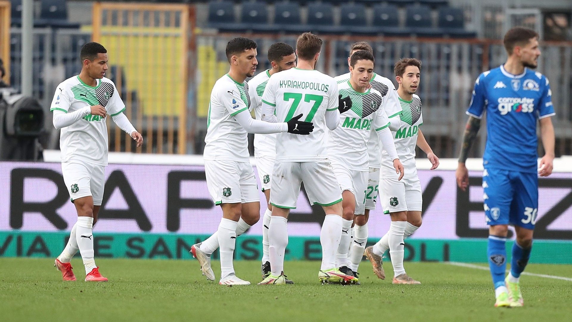 Sassuolo celebrates goal against Empoli Serie A