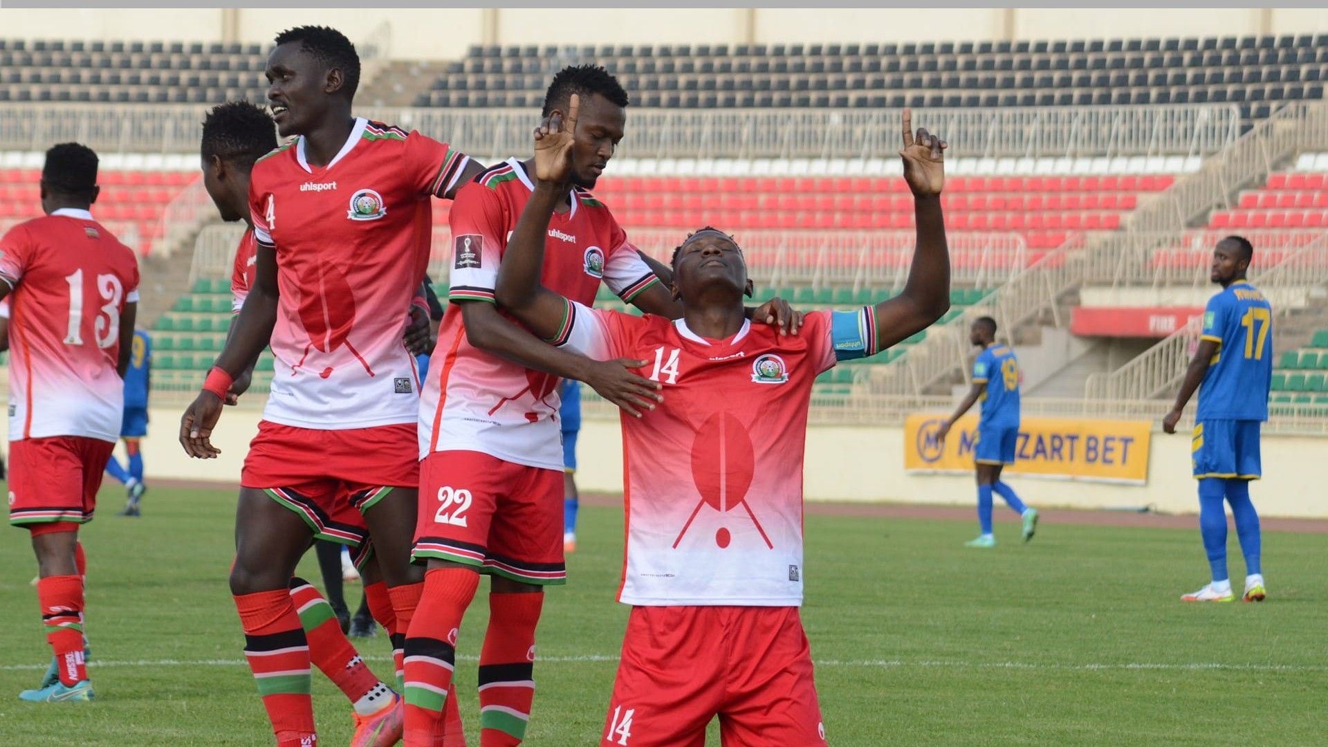 Michael Olunga, David Ochieng and Abdallah Hassan of Kenya.