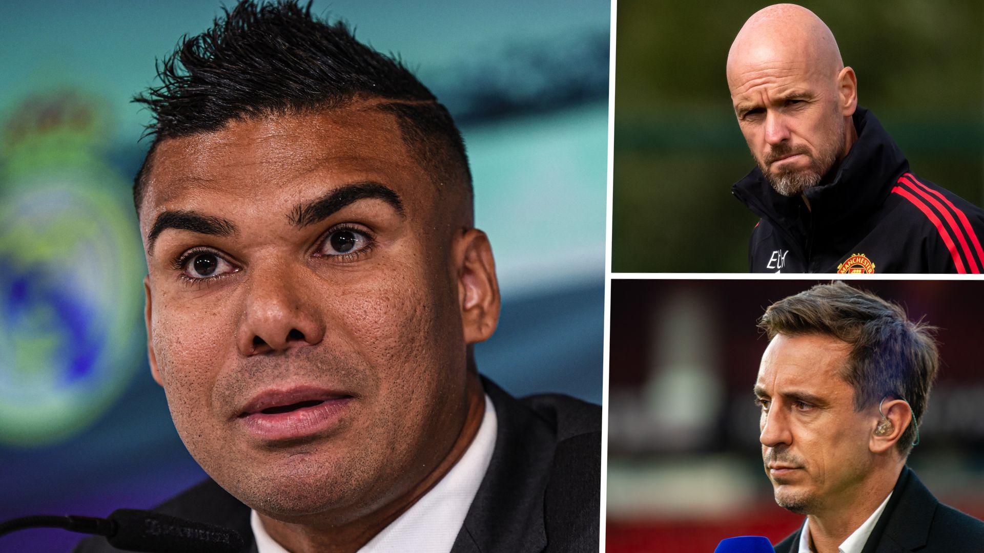Casemiro Erik ten Hag Gary Neville GFX