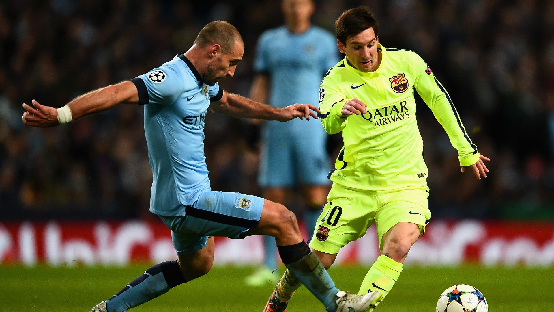 Pablo Zabaleta Manchester City Lionel Messi Barcelona Champions League 24022015