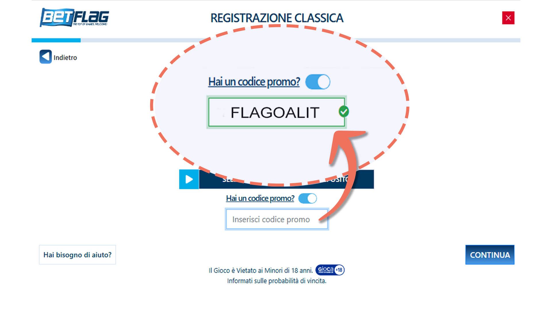 codice promo betflag