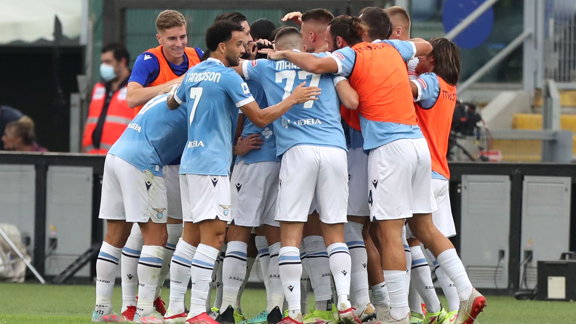 Lazio players celebrating Lazio Roma Serie A