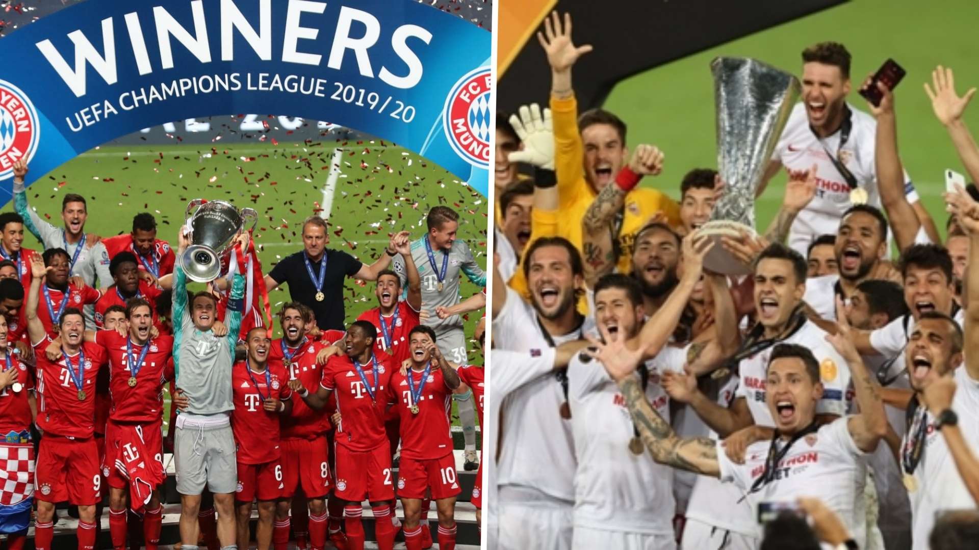 Bayern Munich Champions League Sevilla Europa League composite