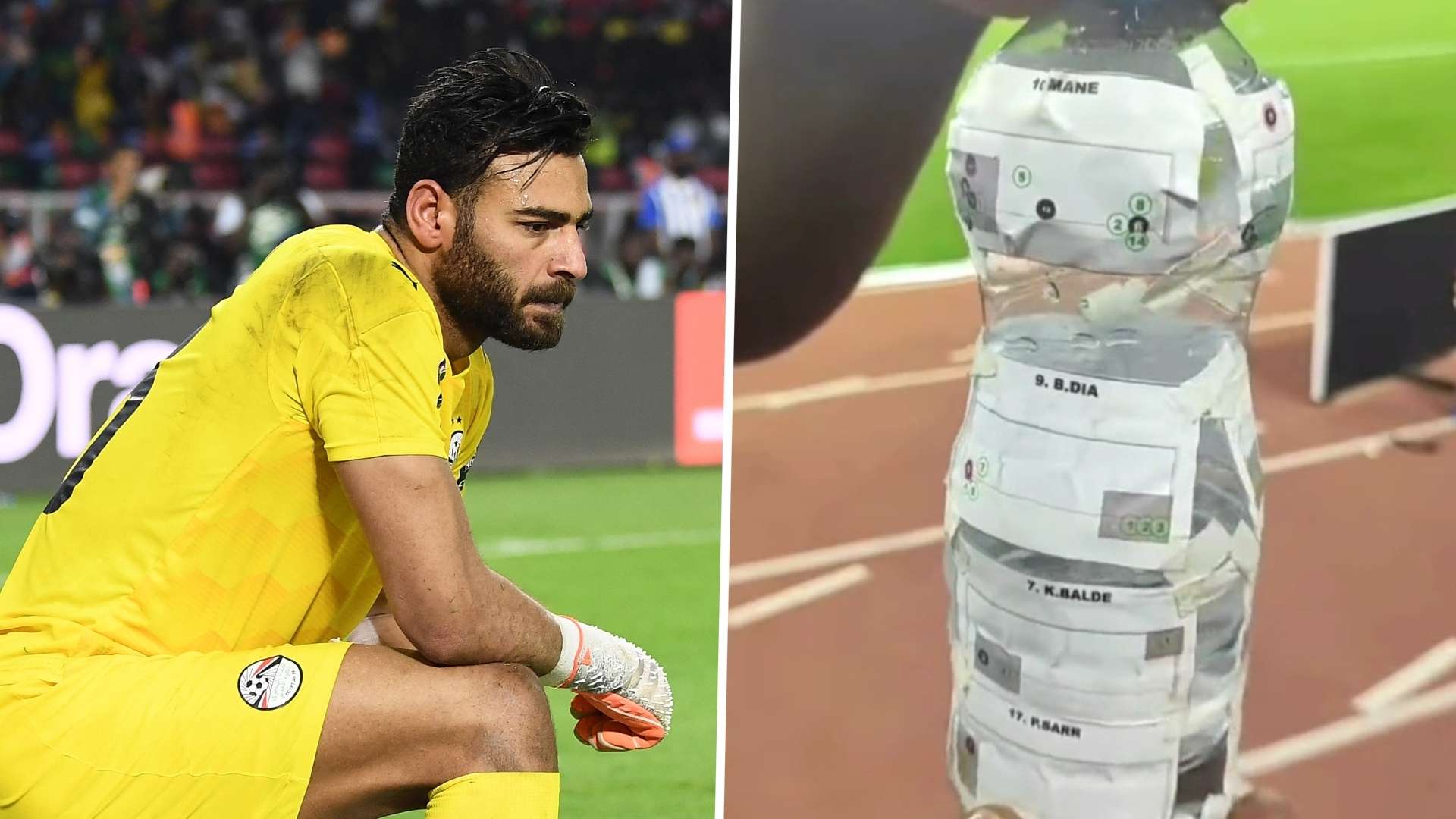 Egypt goalkeeper & his water bottle