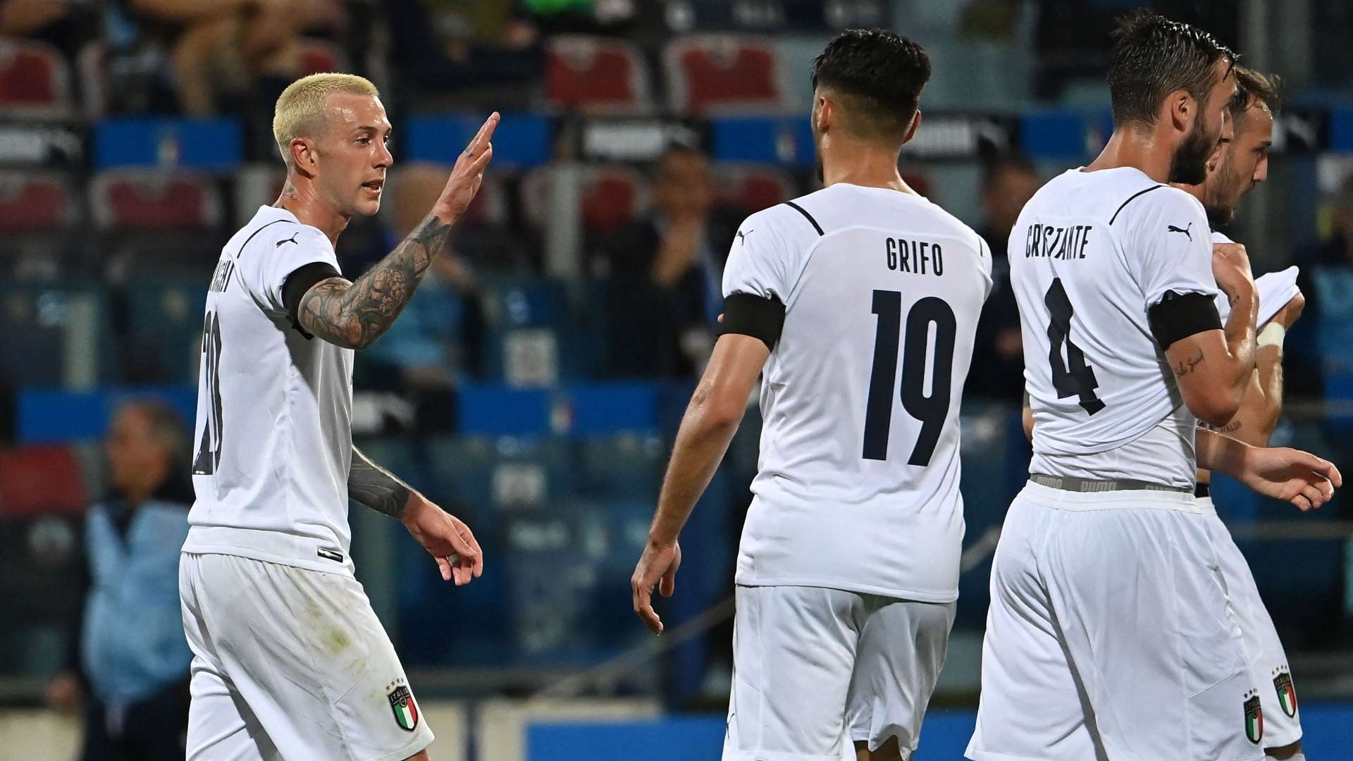 Bernardeschi celebrating Italy San Marino