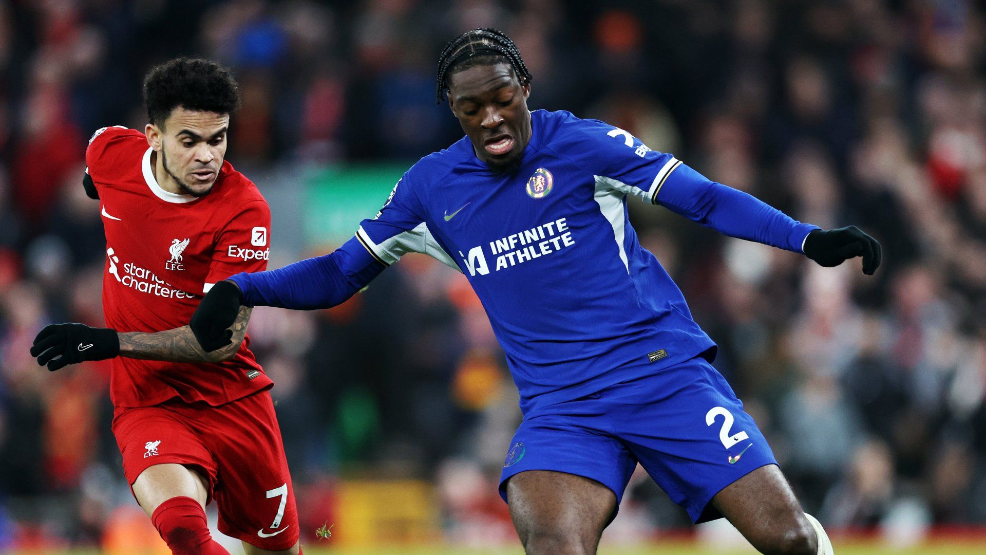 Luis Diaz Axel Disasi Liverpool Chelsea 2023-24