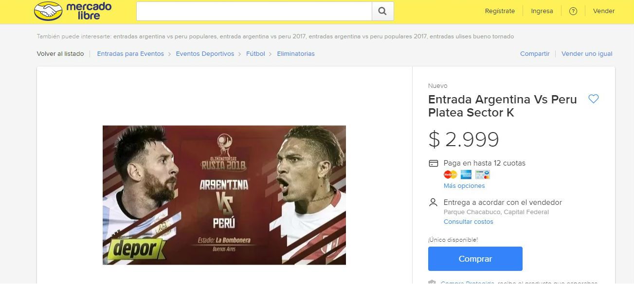 Argentina Peru Entradas