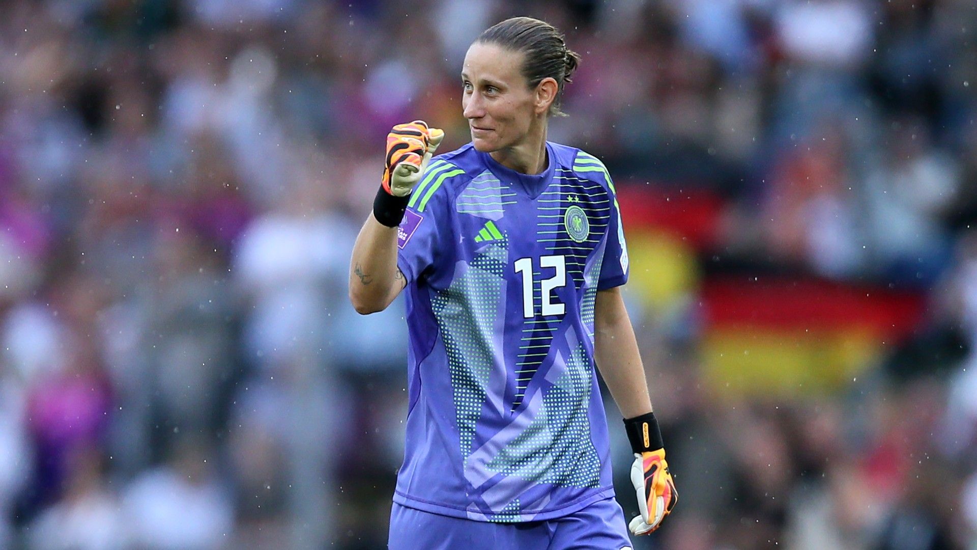 Ann-Katrin Berger of Germany celebrates