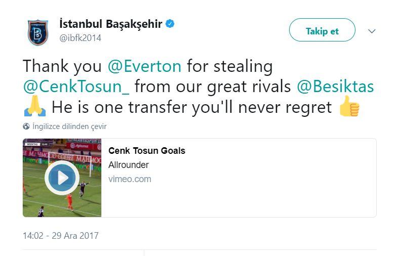 Basaksehir tweet