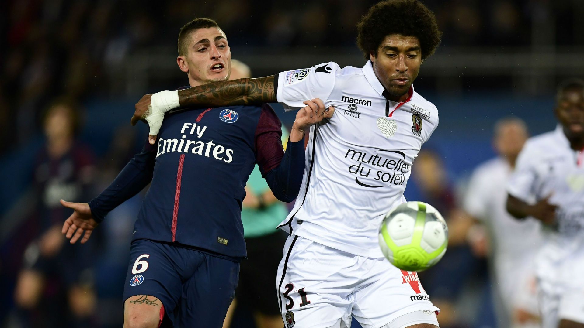 Marco Verratti Dante PSG Nice Ligue 1 27102017