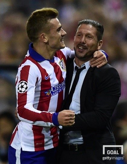 아틀레티코 마드리드 선수 그리즈만(좌)과 감독 디에고 시메오네(우). 사진=게티이미지