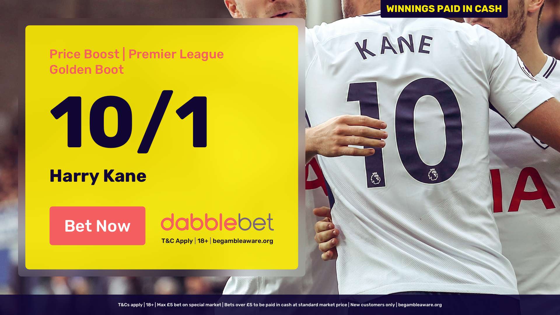Kane dabblebet Golden Boot new customer offer in article