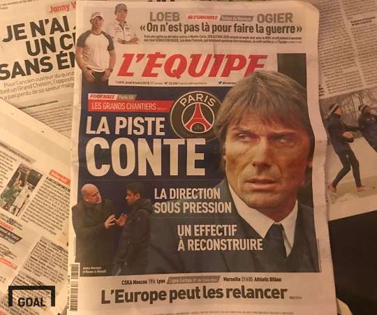 8일(현지시간) 프랑스 스포츠 신문 레퀴프 1면을 장식한 안토니오 콘테 감독. 사진=골닷컴 이하영 에디터8일(현지시간) 프랑스 스포츠 신문 레퀴프 1면을 장식한 안토니오 콘테 감독. 사진=골닷컴 이하영 에디터