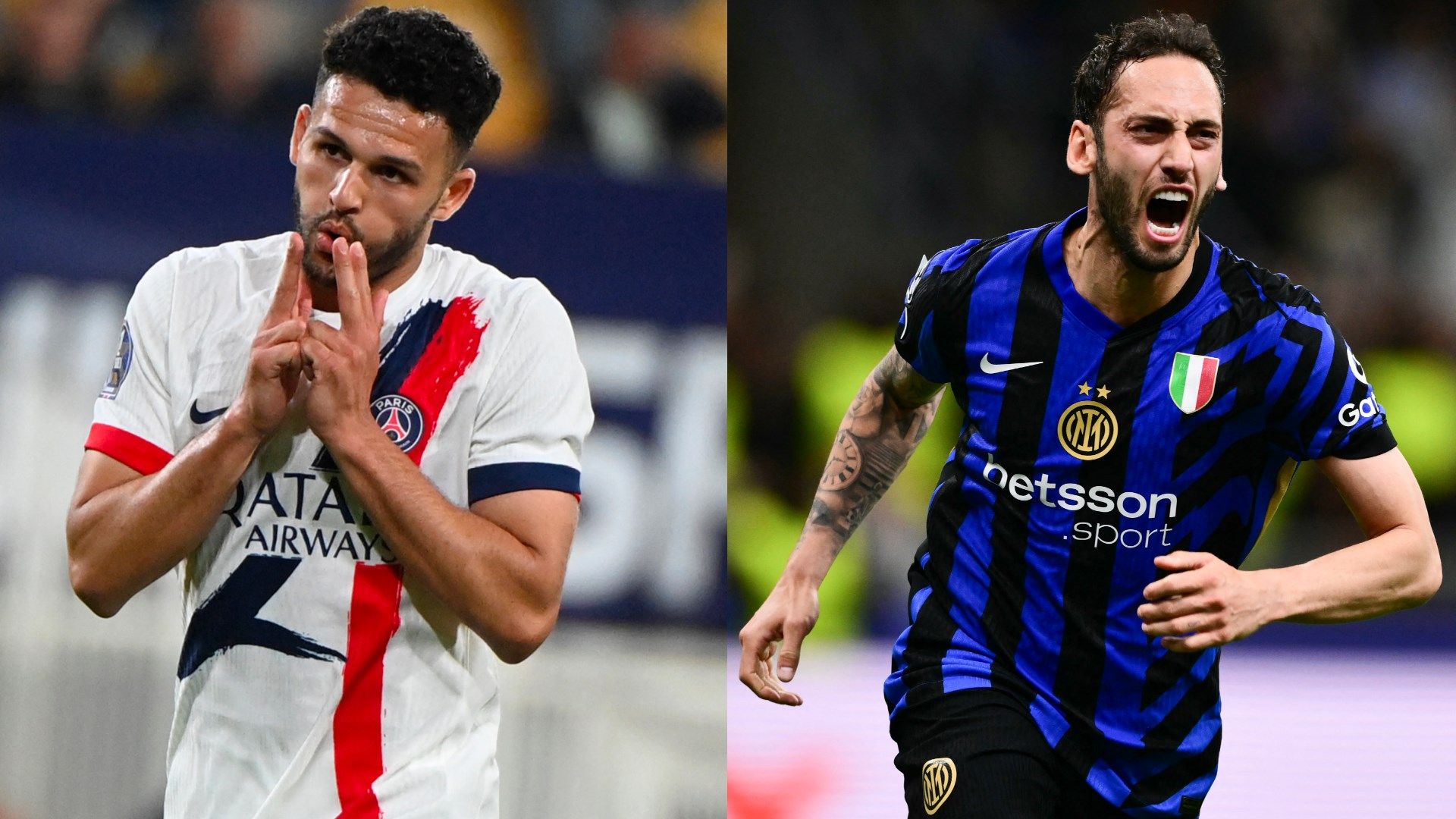 Gonçalo Ramos Hakan Calhanoglu PSG Inter