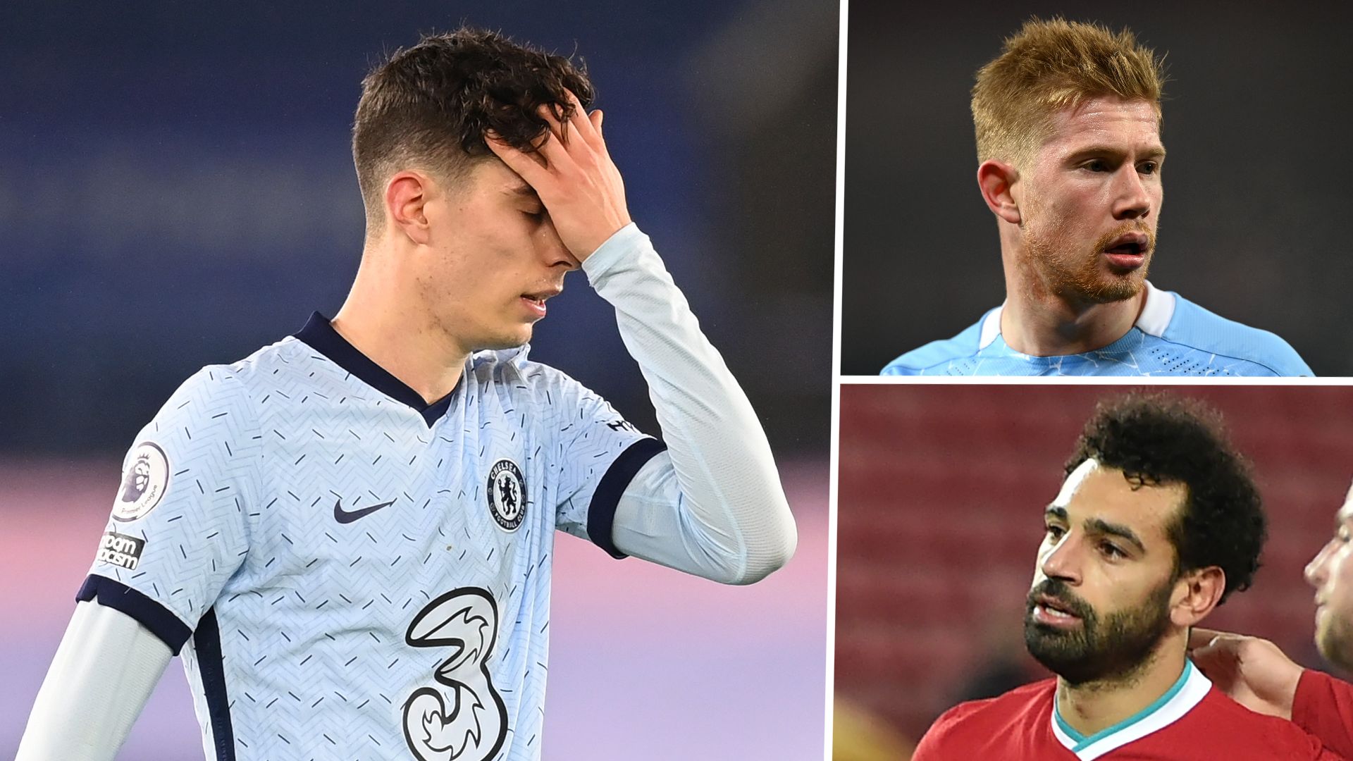 Kai Havertz Mohamed Salah and Kevin De Bruyne