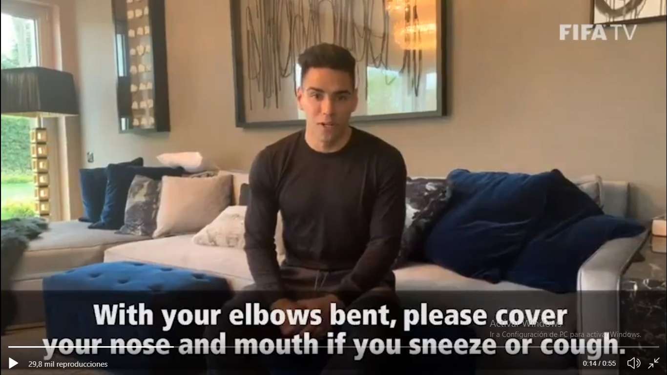 Radamel Falcao García video tips coronavirus