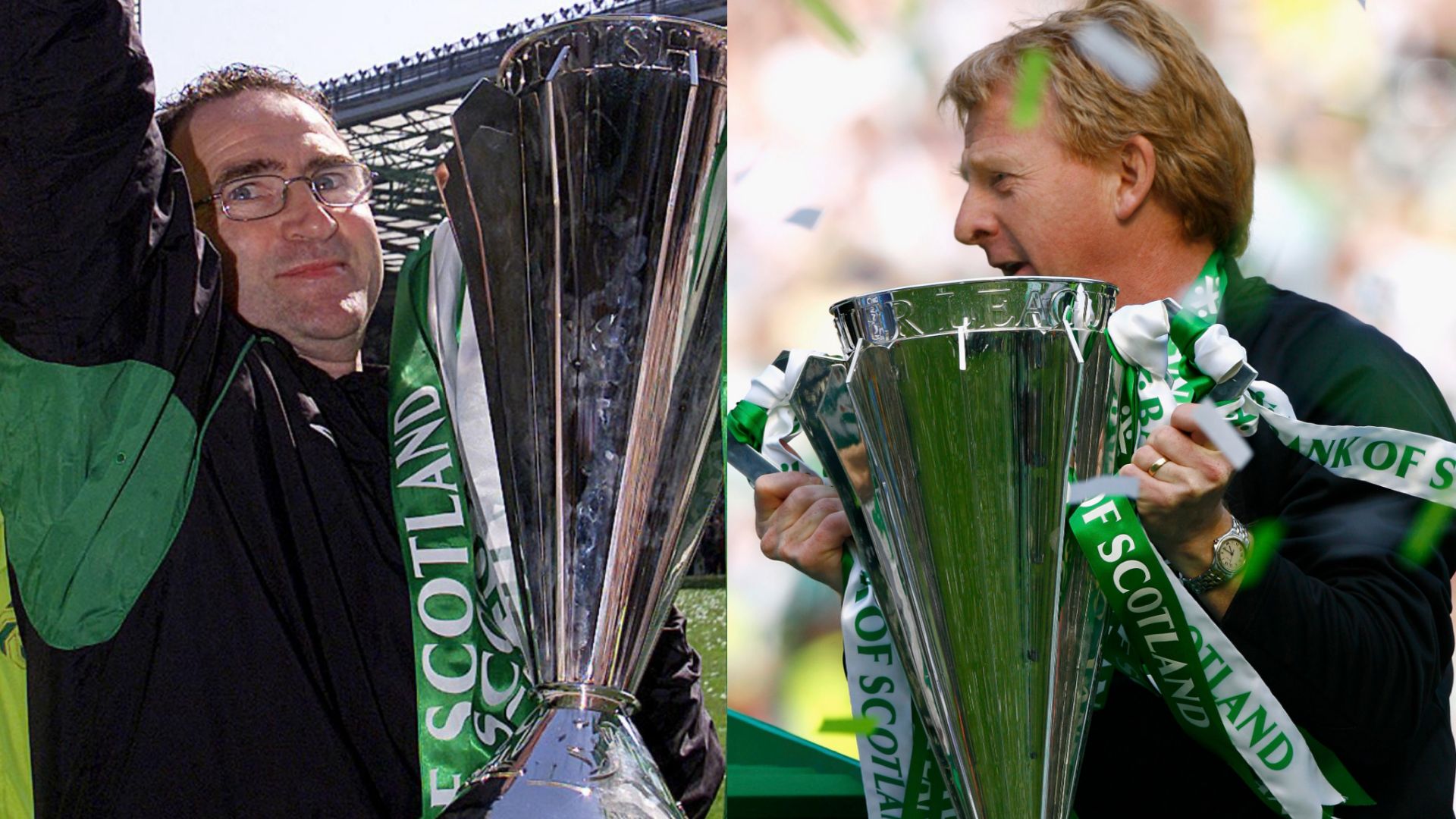 Martin O'Neill Gordon Strachan Celtic trophy