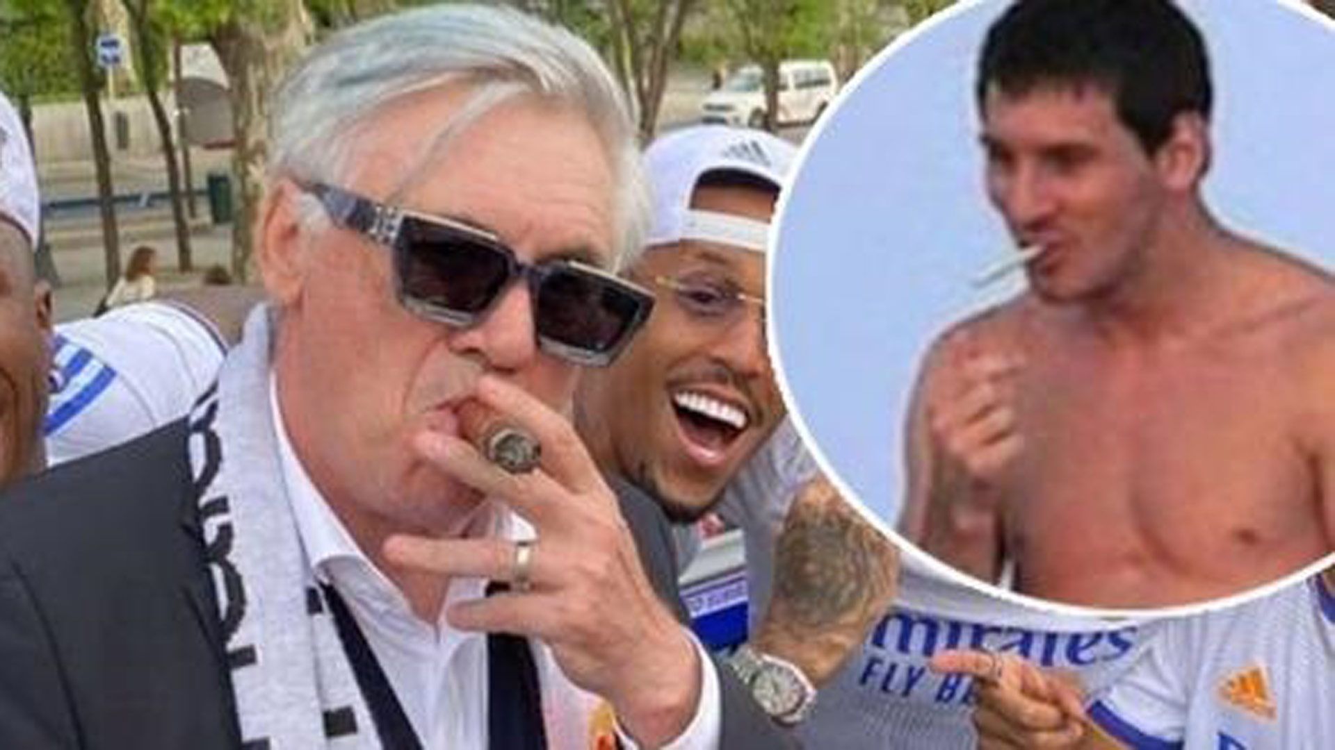 Fußball Raucher Ancelotti Messi