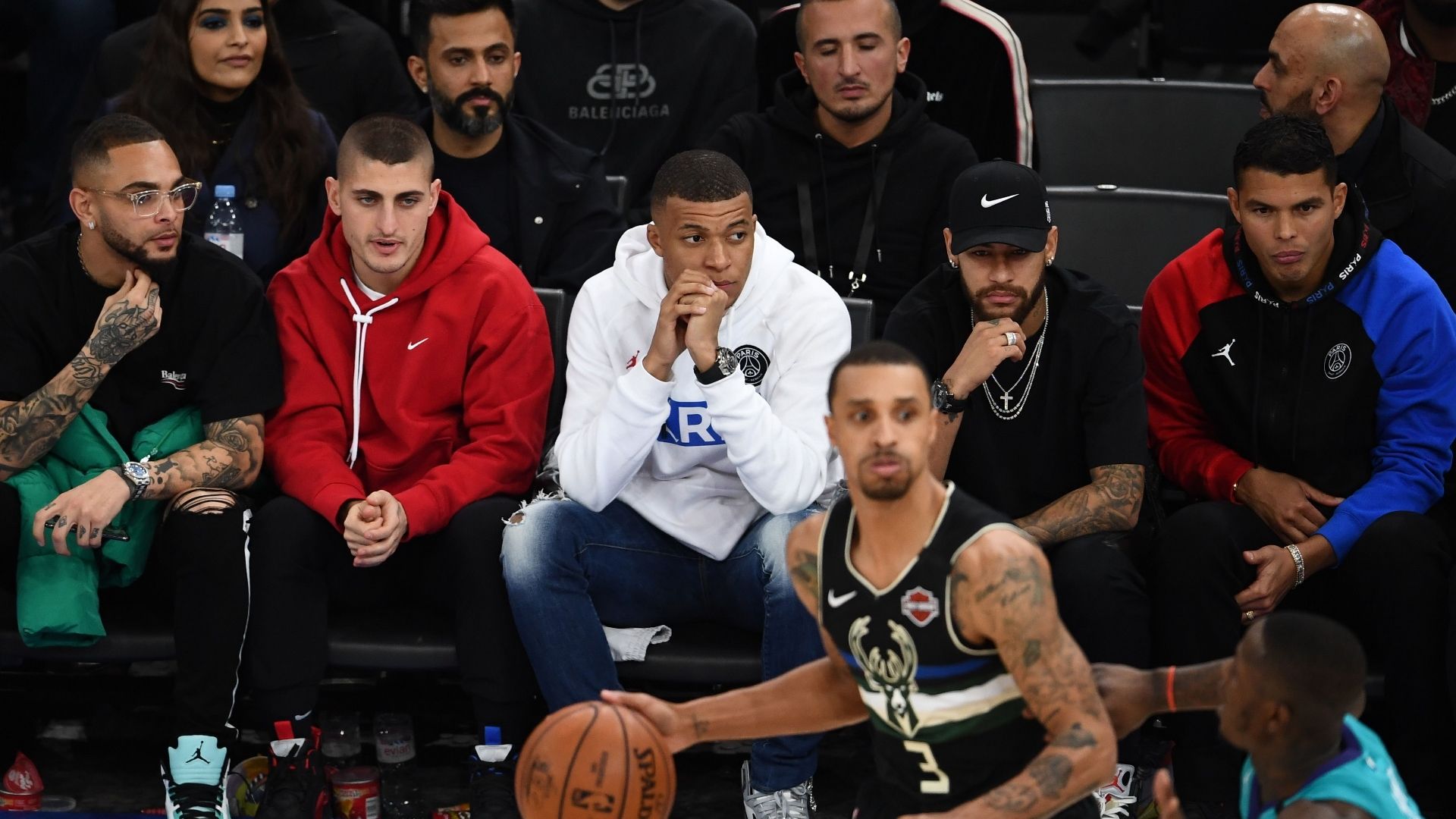 Layvin Kurzawa, Marco Verratti, Kylian Mbappe, Neymar, Thiago Silva, NBA