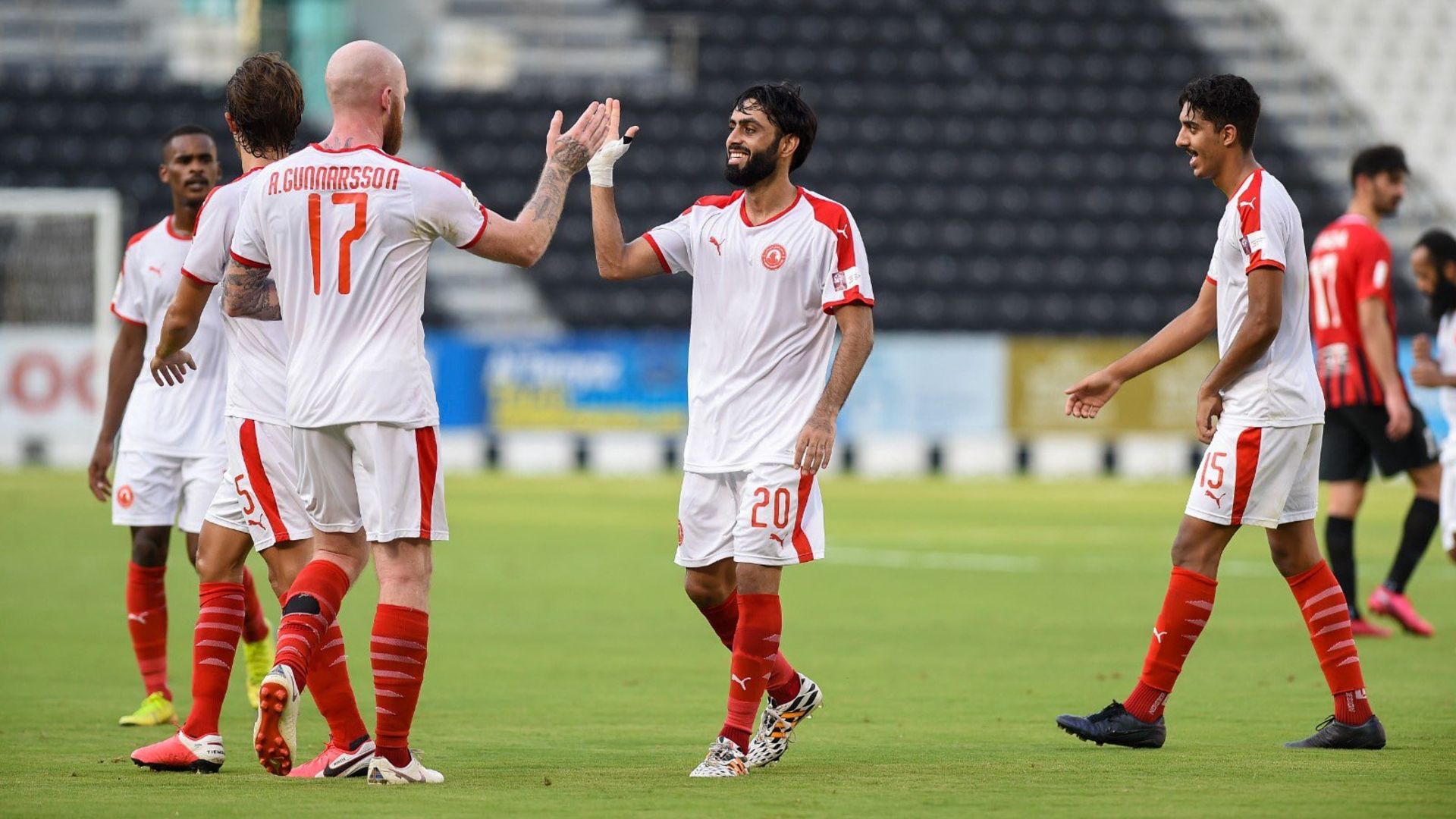 نجوم العربي يحتفلون ضد الريان في كأس قطر