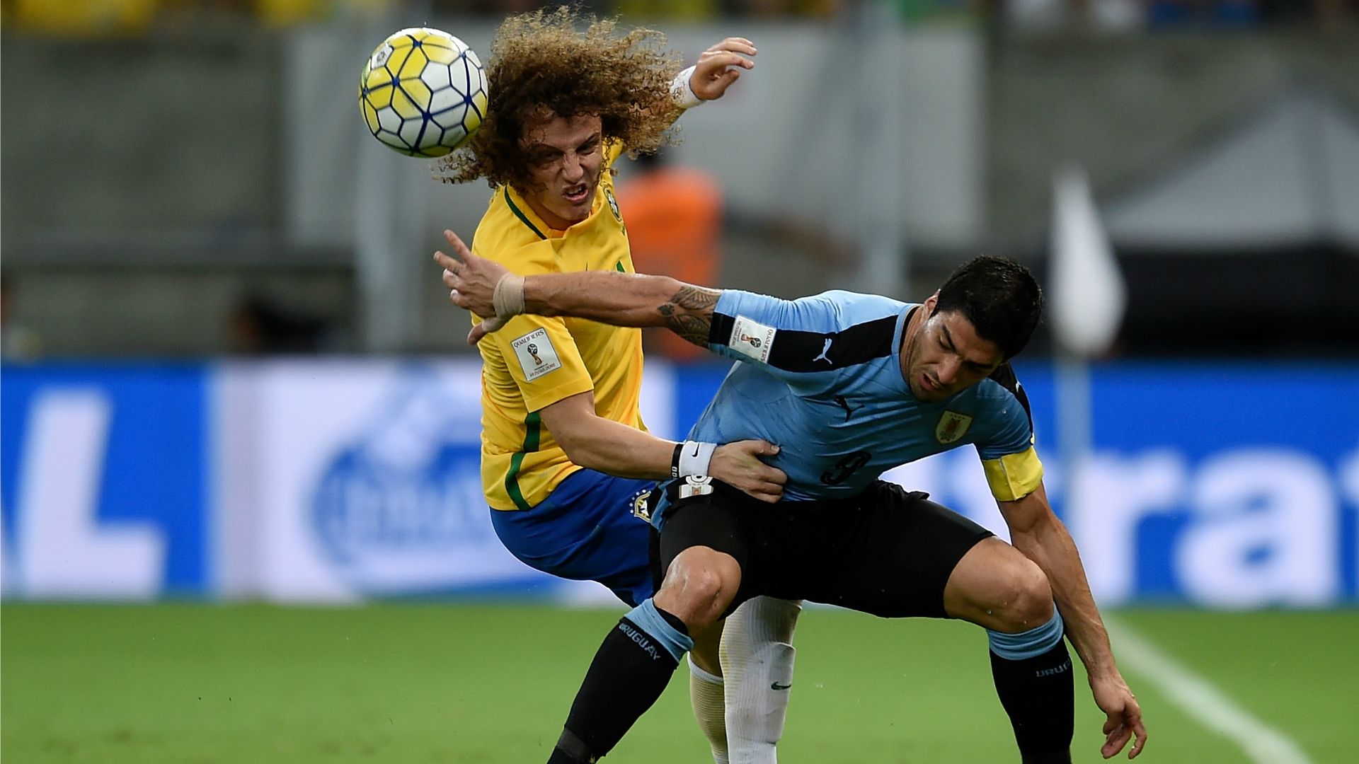 Luis Suarez David Luiz Brazil Uruguay WC 2018 Qualiyfing South America 25/03/2016