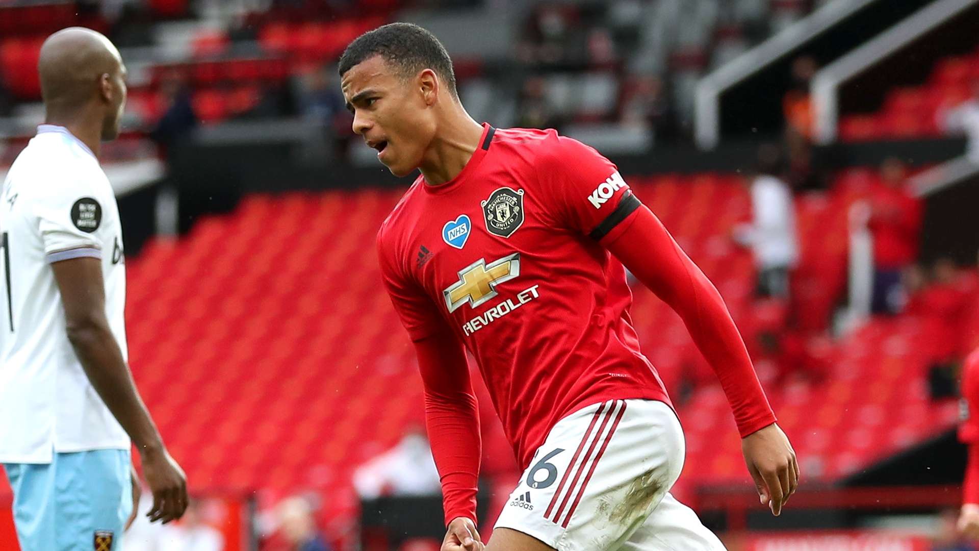 Mason Greenwood celebrates vs West Ham