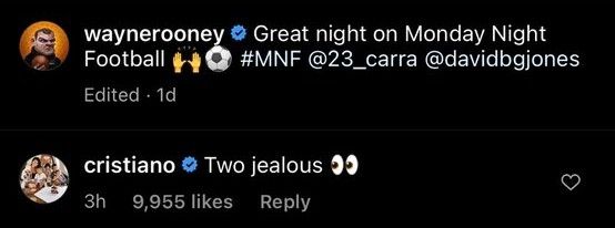 Cristiano Ronaldo Wayne Rooney two jealous