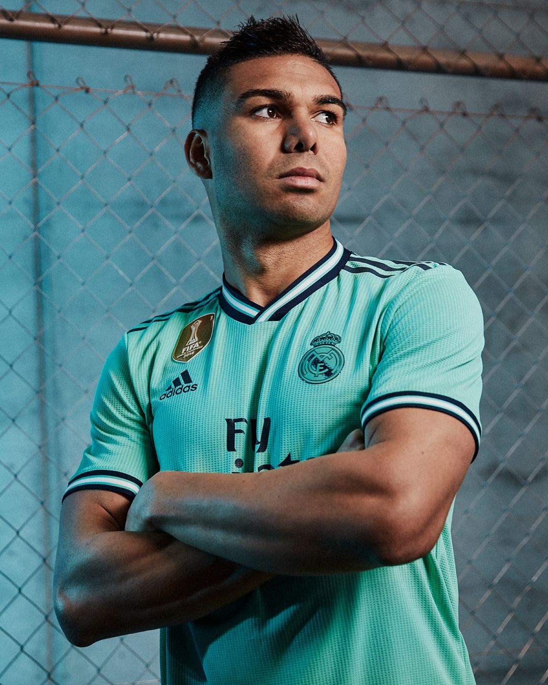 BODY ONLY - Casemiro wearing the new Real Madrid third kit for the 2019-20 season