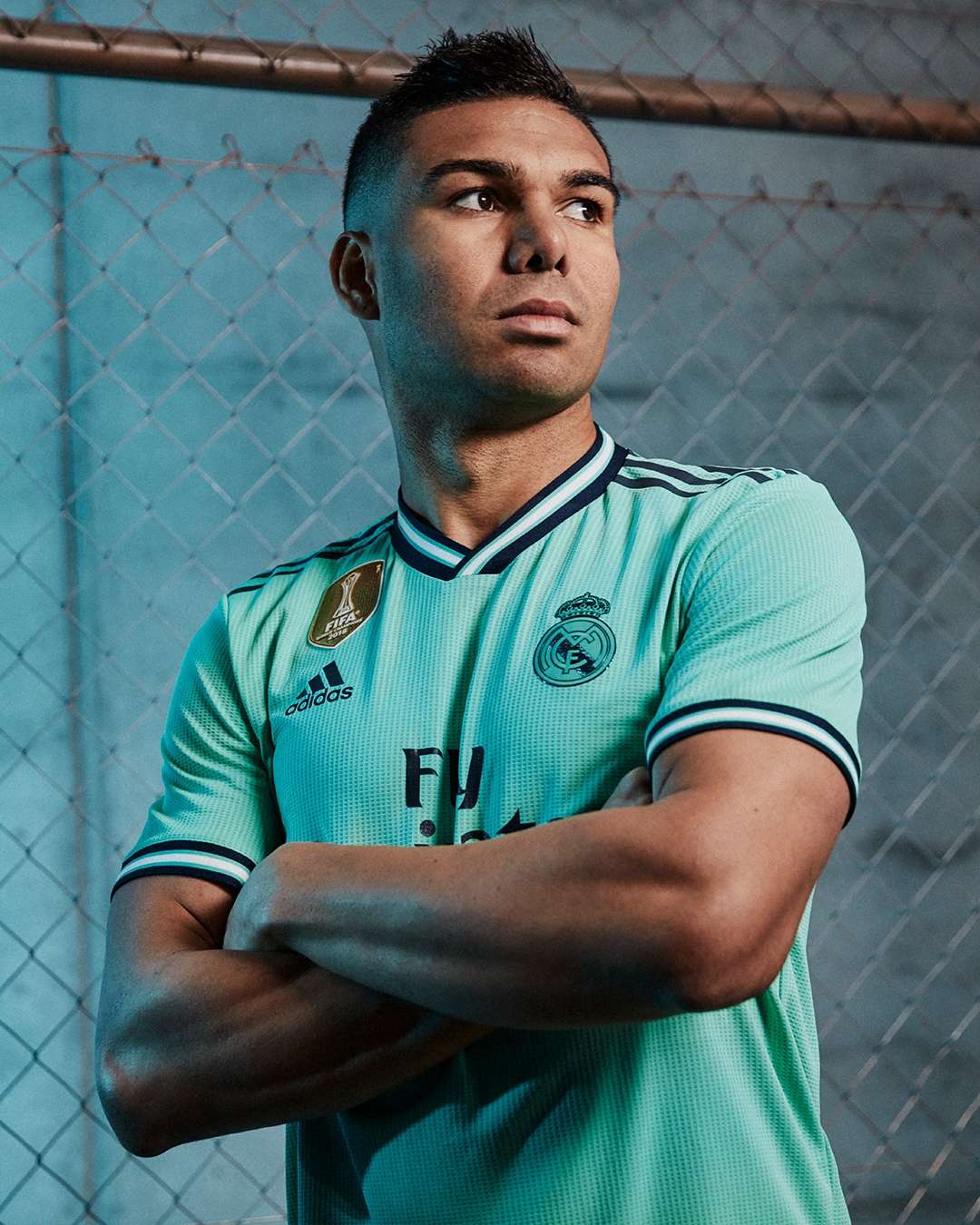 BODY ONLY - Casemiro wearing the new Real Madrid third kit for the 2019-20 season