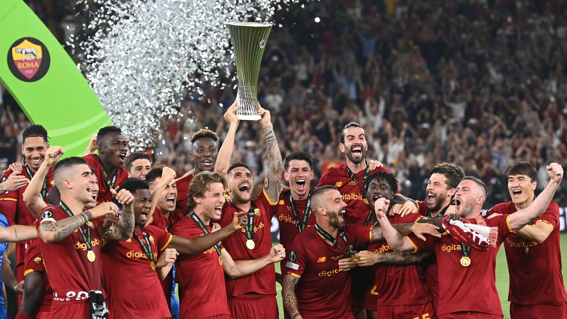 Roma celebrating Conference League