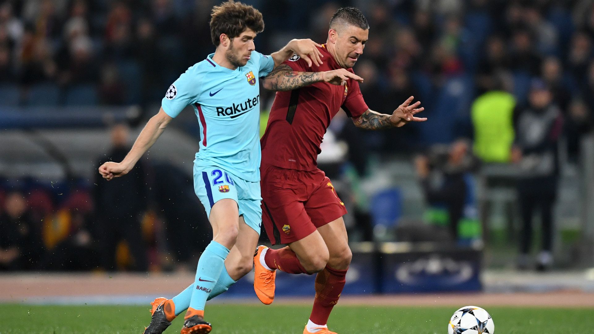 Dzeko Sergi Roberto Roma Barcelona Champions League