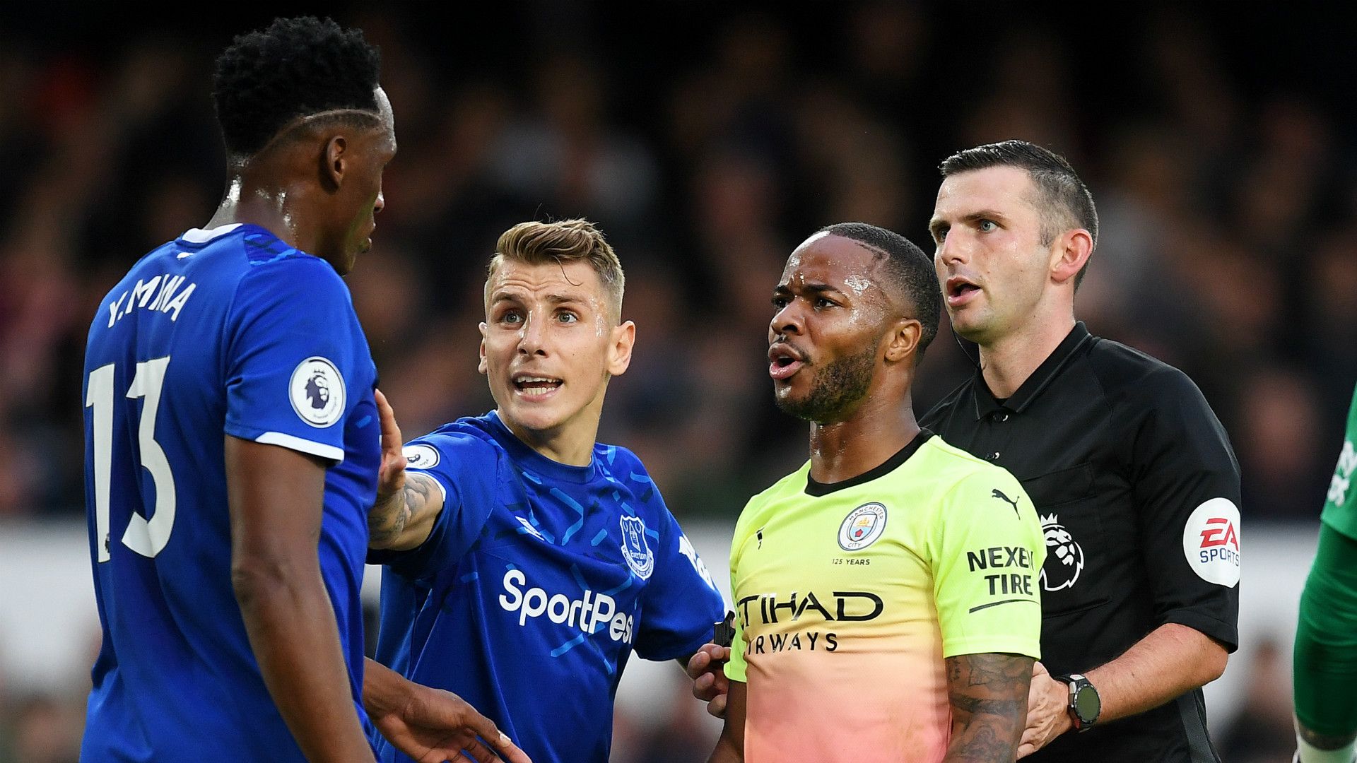 Yerry Mina Raheem Sterling Everton Manchester City 2019-20
