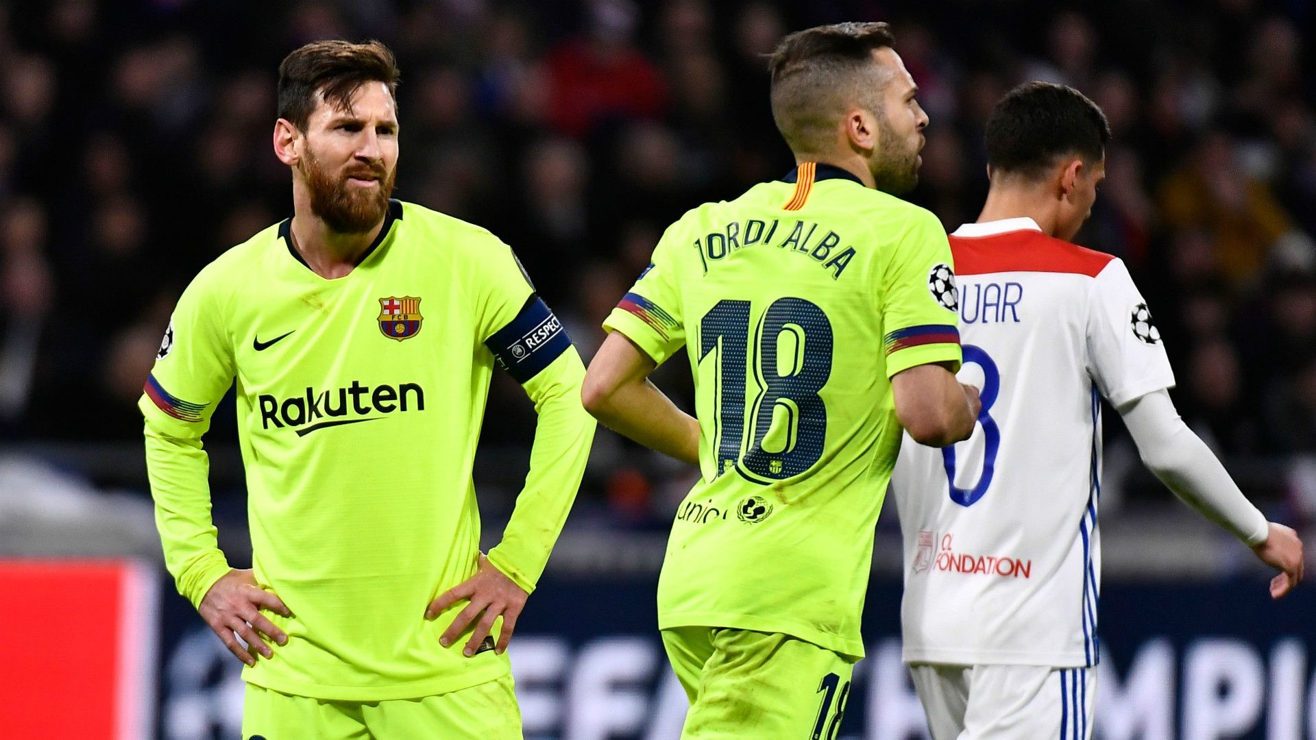 MESSI JORDI ALBA LYON BARCELONA CHAMPIONS LEAGUE