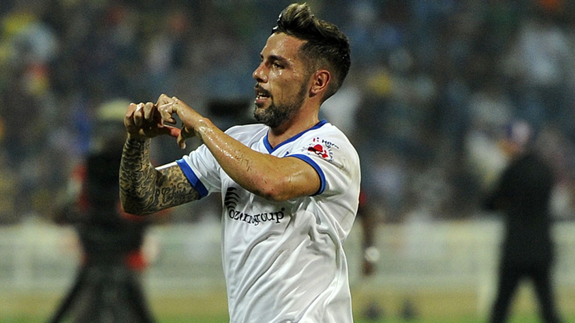 Cristian Hidalgo Gonzalez of Chennaiyin FC celebrates goal during ISL match against Mumbai City FC