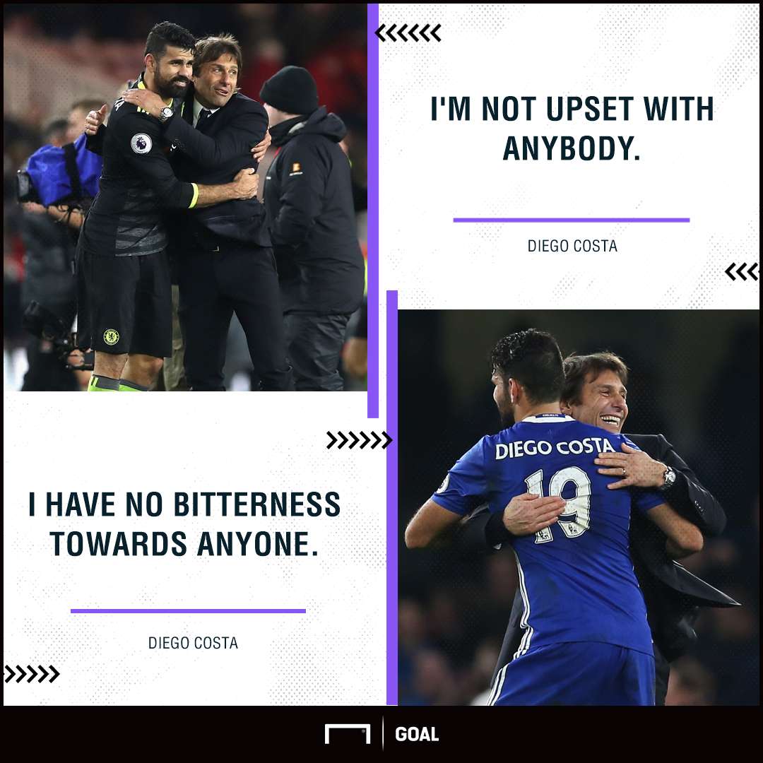 Diego Costa Antonio Conte Chelsea no bitterness