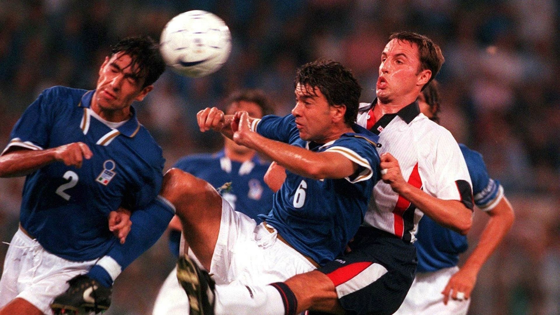 Alessandro Nesta Alessandro Costacurta Gareth Southgate Italy England WC Qualifying Europe 10111997