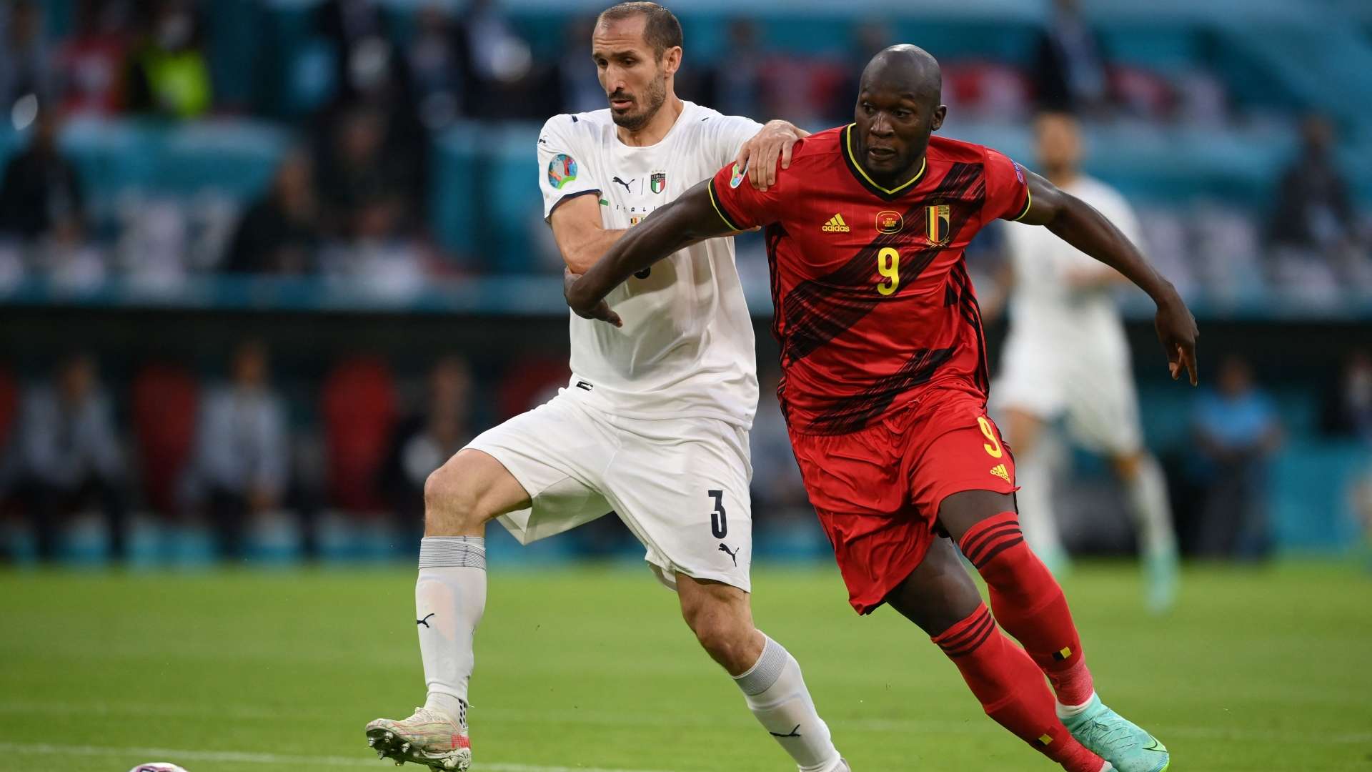 Giorgio Chiellini Italy Romelu Lukaku Belgium Euro 2020
