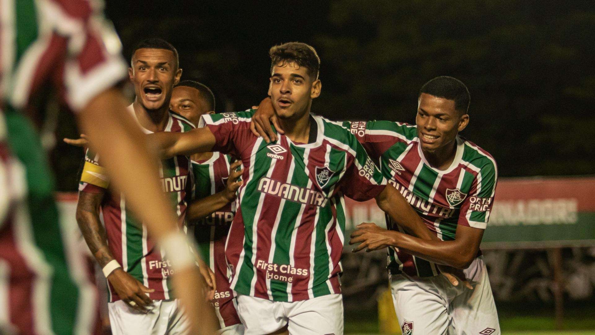 João Neto comemora gol pelo Fluminense sub-20 no Brasileirão da categoria, 2023