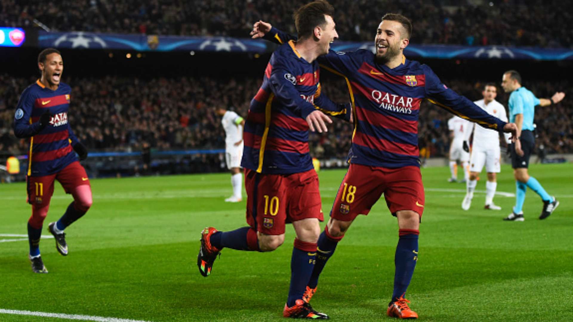 Lionel Messi Jordi Alba Barcelona Roma Champions League
