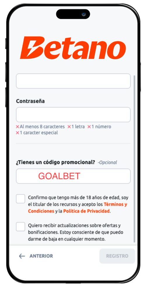 registro codigo promocional betano