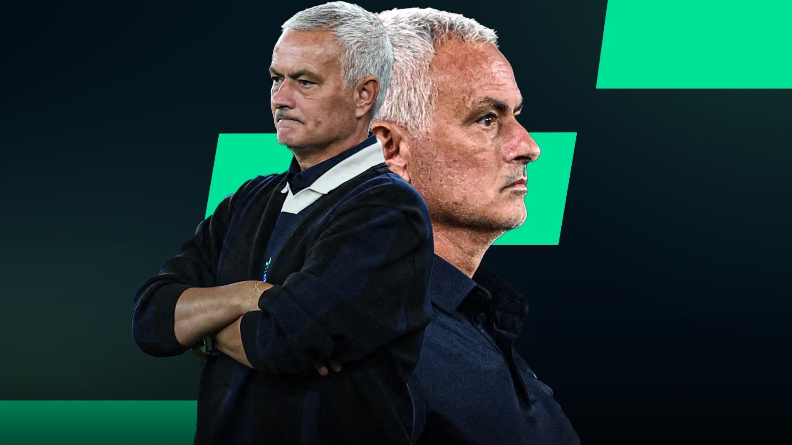 Grafica Calciomercato Mourinho 2025 pensieroso