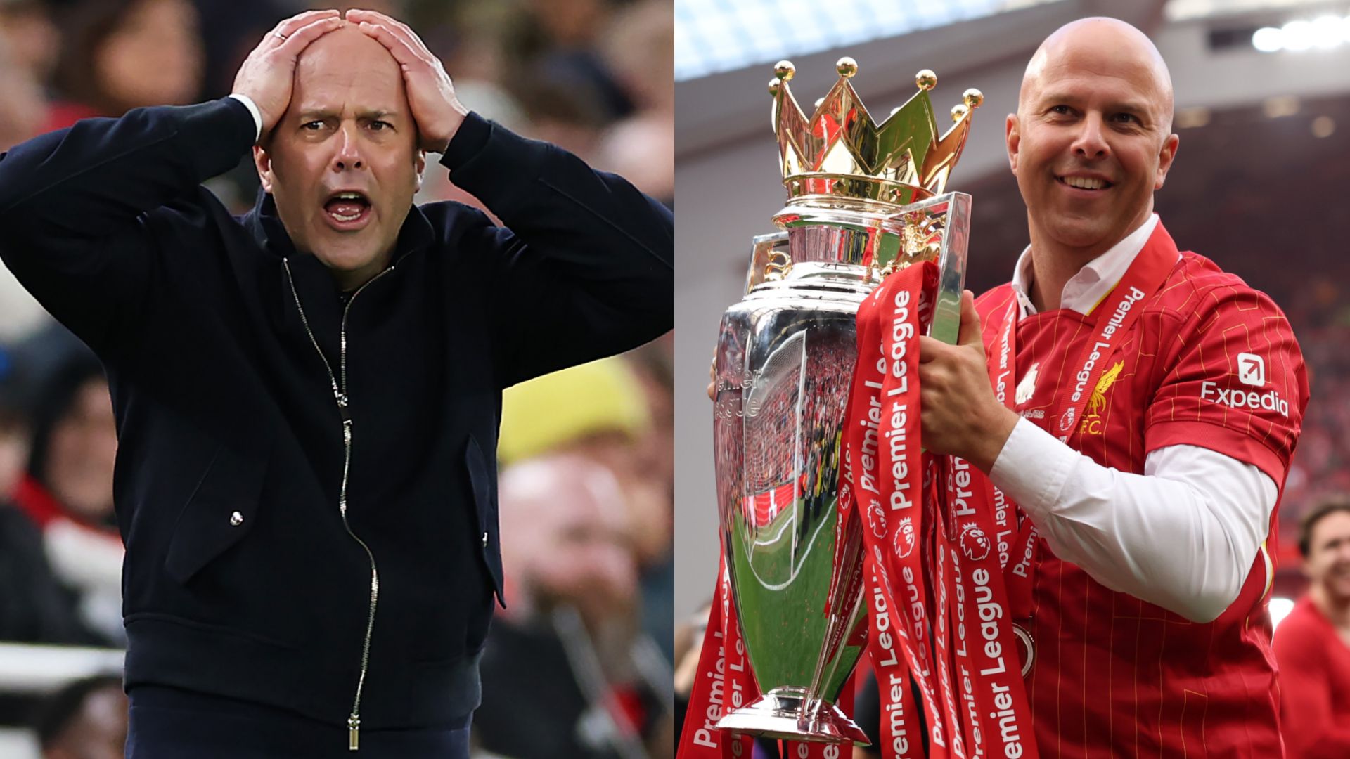 Arne Slot Liverpool Premier League trophy