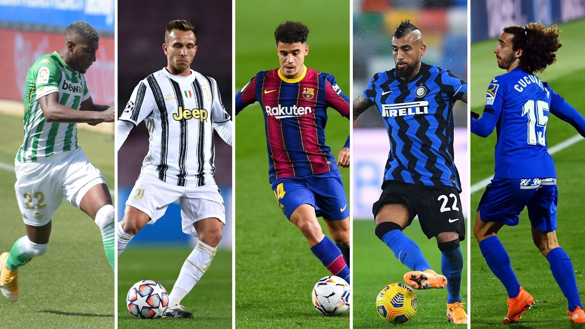 Emerson, Arthur, Coutinho, Arturo Vidal y Cucurella