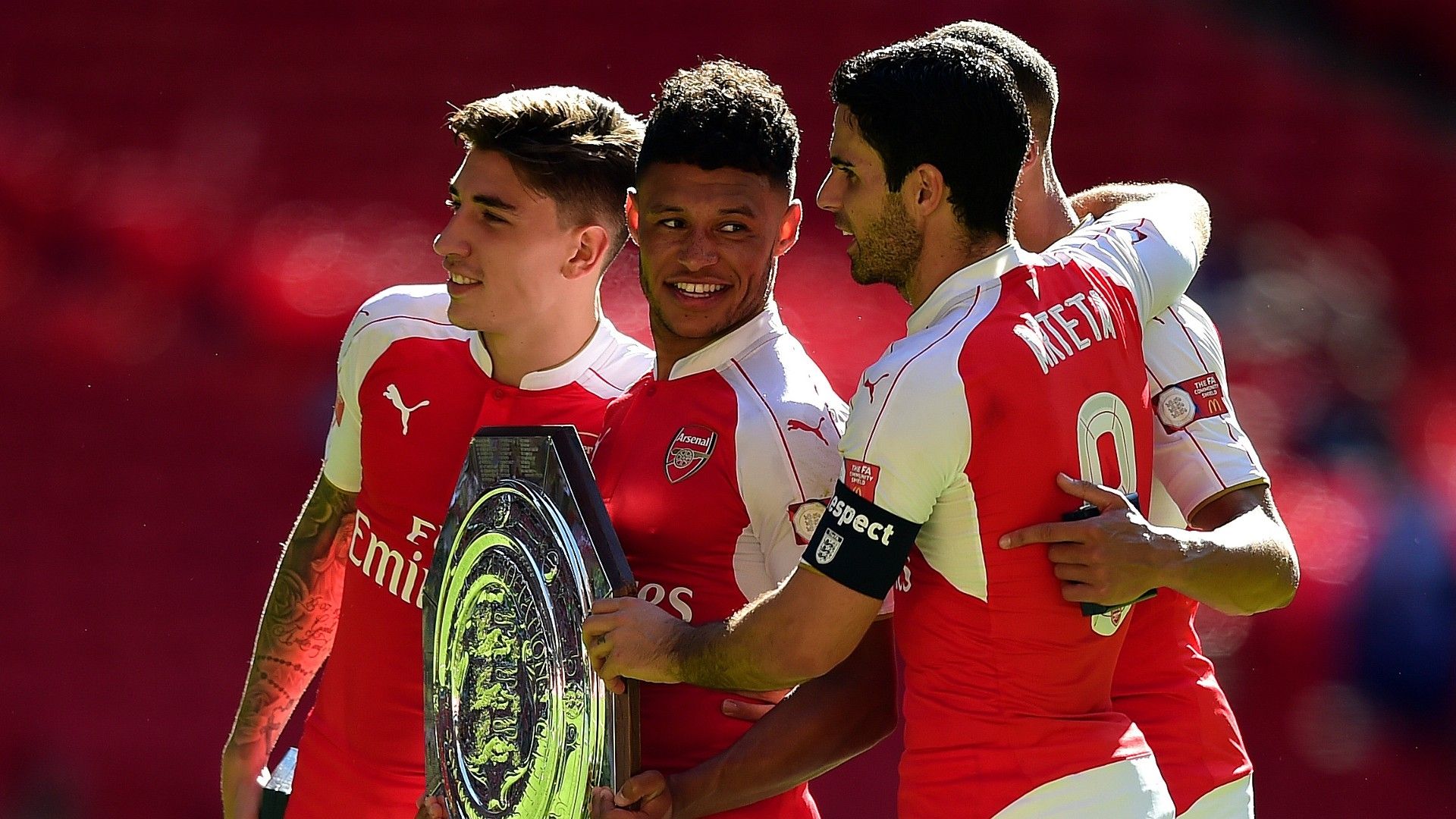 Bellerin Arteta Oxlade-Chamberlain Arsenal 2015