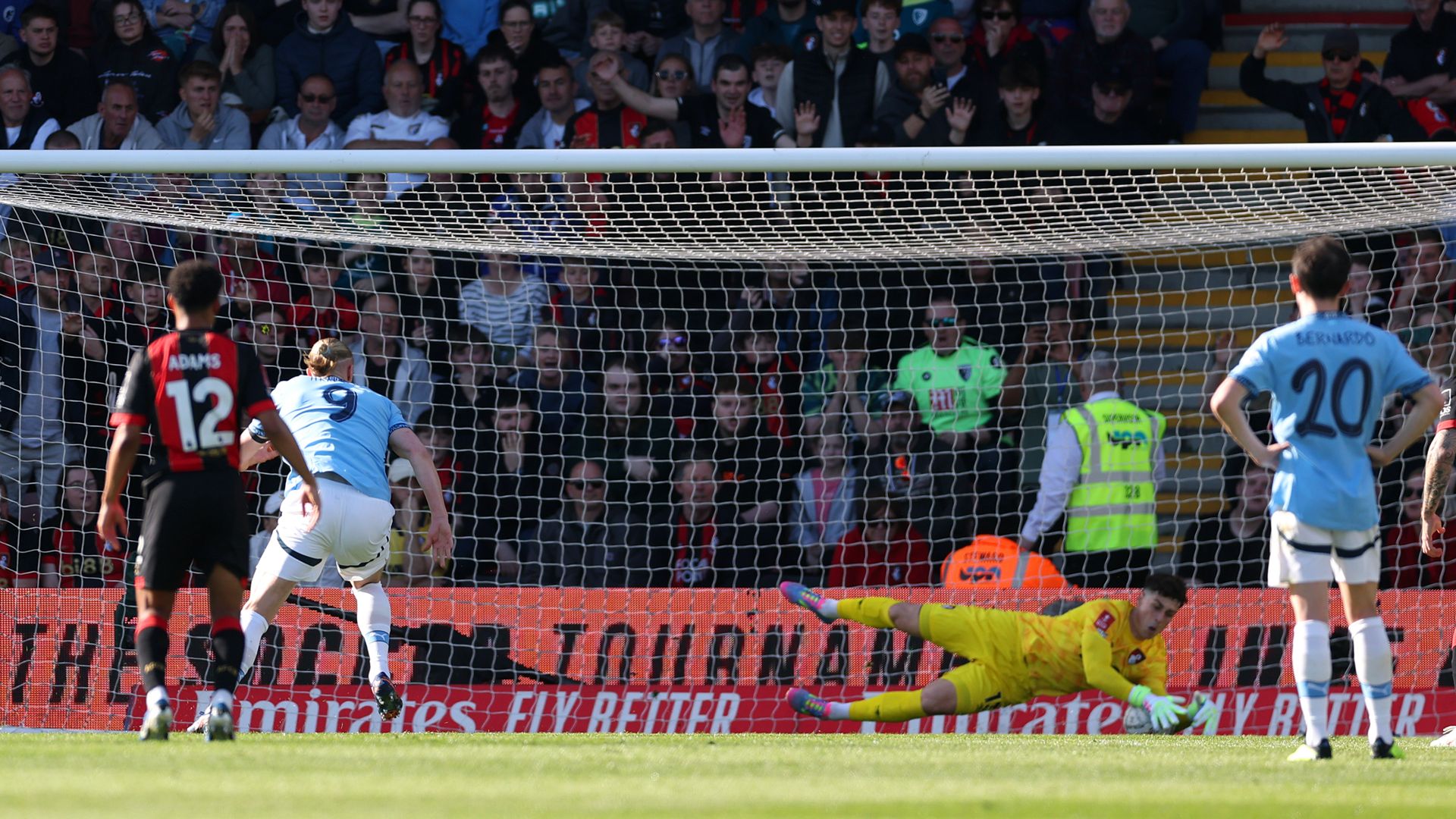 Erling Haaland Manchester City Bournemouth FA Cup penalty 2024-25