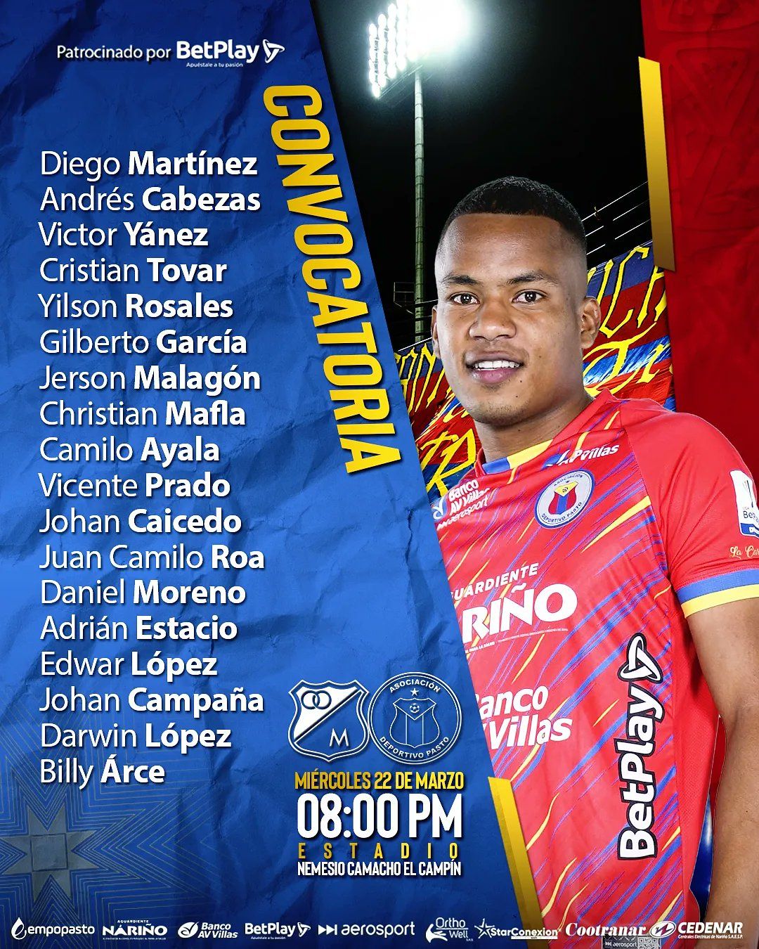 Convocados Pasto Fecha 1 Liga BetPlay 2023