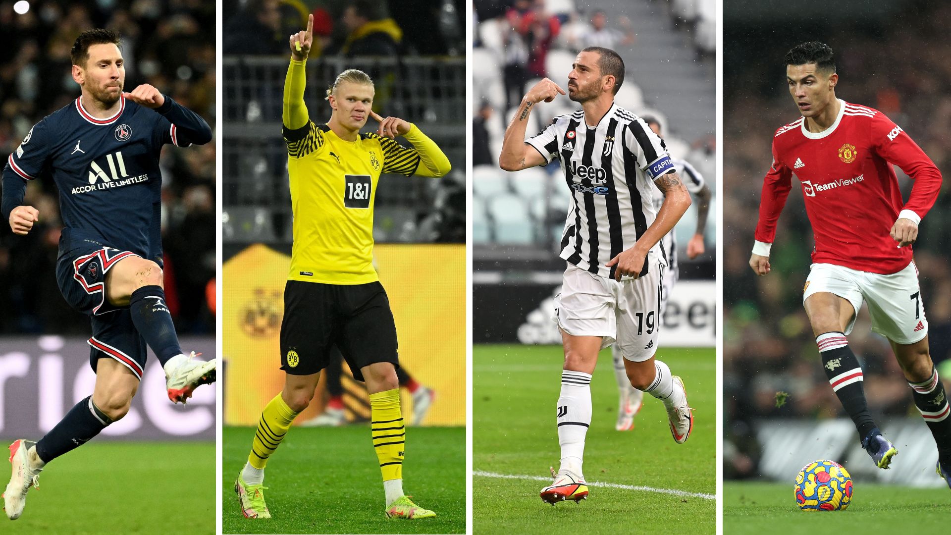 messi haaland bonucci ronaldo GFX